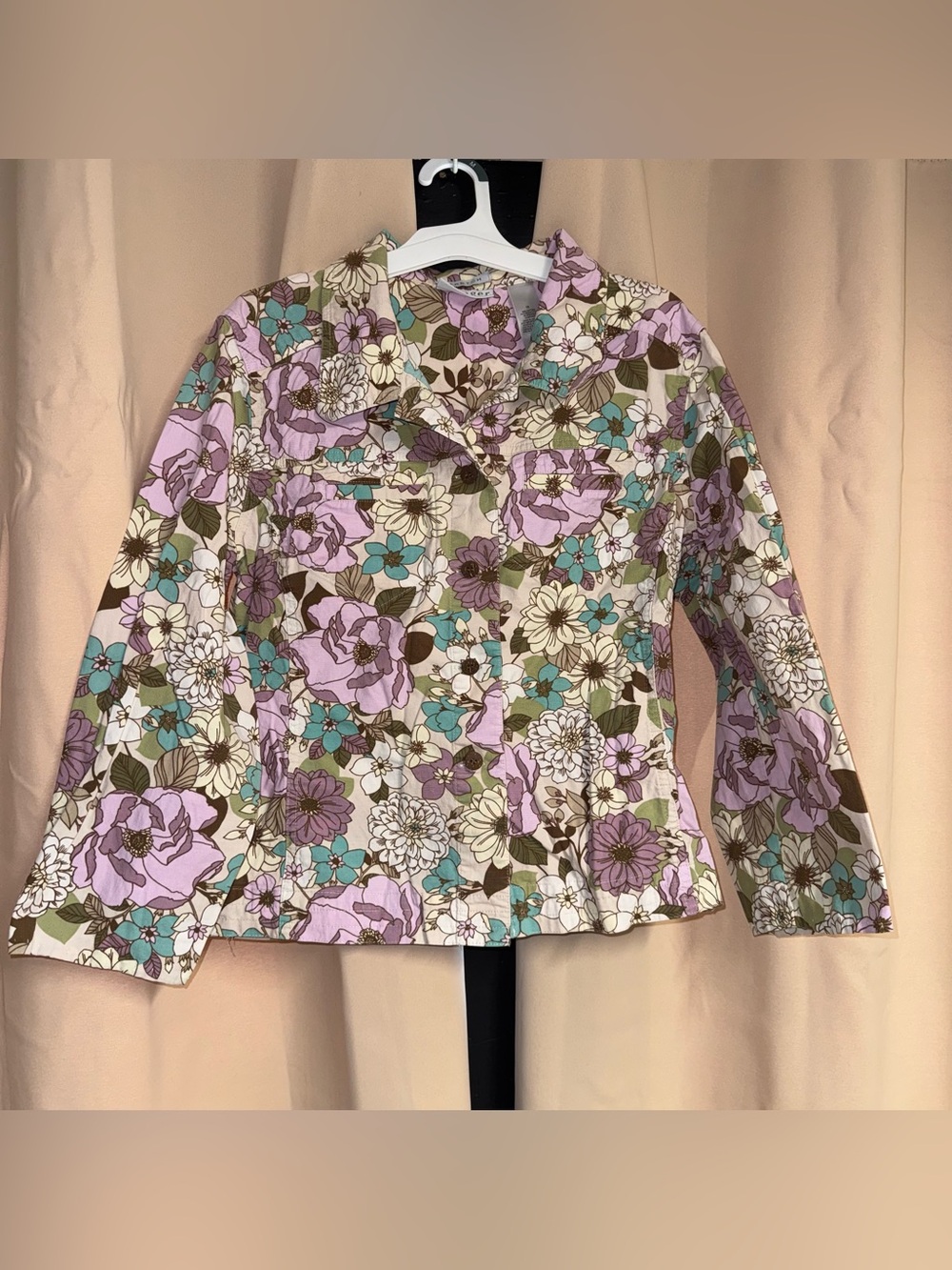villager by liz claiborne floral jean jacket